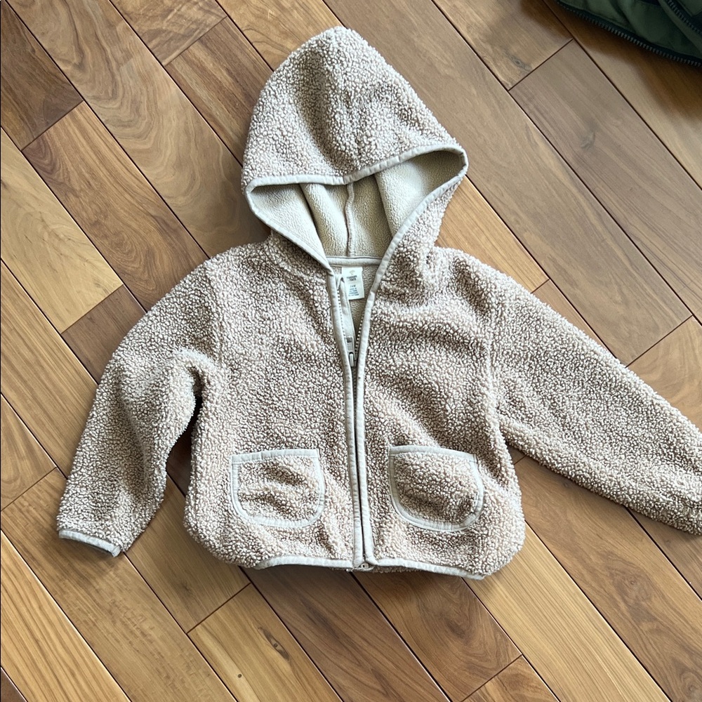 Tucker Cream Sherpa Zip-Up Hoodie for Kids
